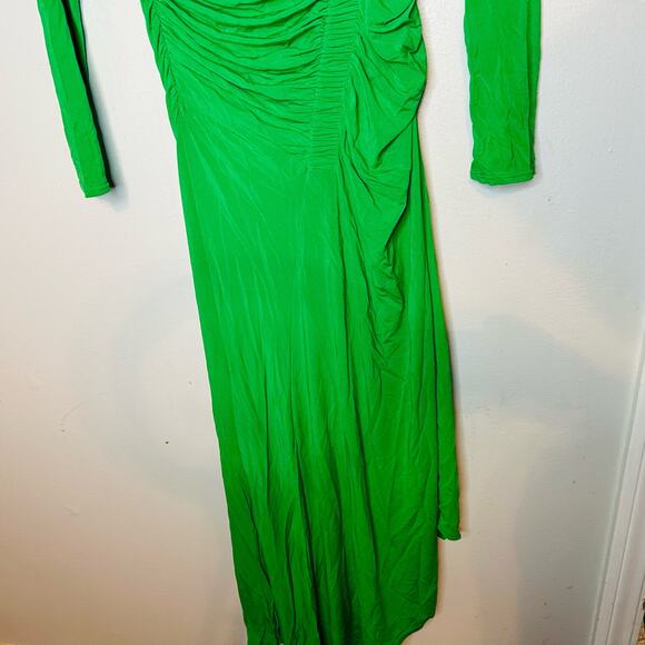 A.L.C. Adeline Green Asymmetrical Hemline Long Sleeves Dress Size Medium - Picture 5 of 10